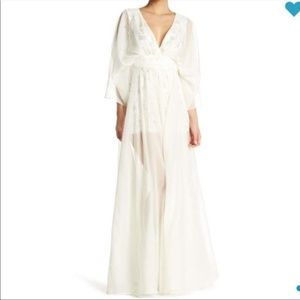 LOTUS THREADS Sheer White Gown with Lace Romper